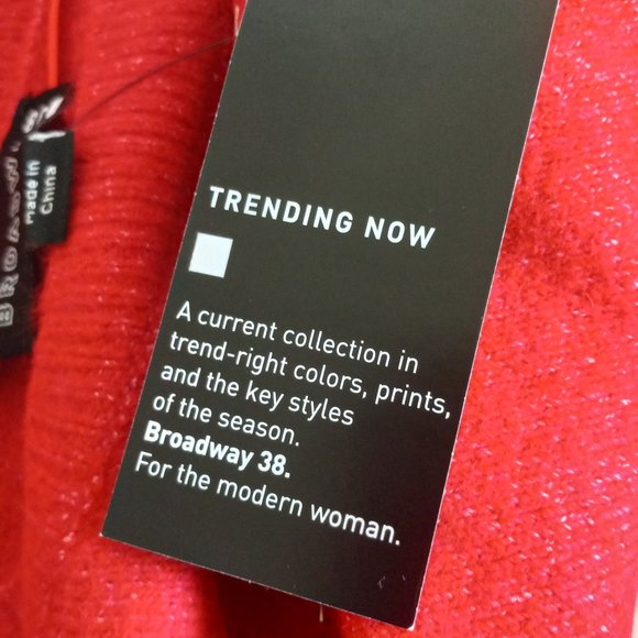 Nwt BROADWAY 38 Red Beaded Sweater Top Sz M CHIC! - Picture 5 of 6